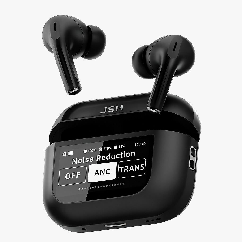JSH Screen TWS Bluetooth Earbuds with 32 db ANC + ENC and On Case Display