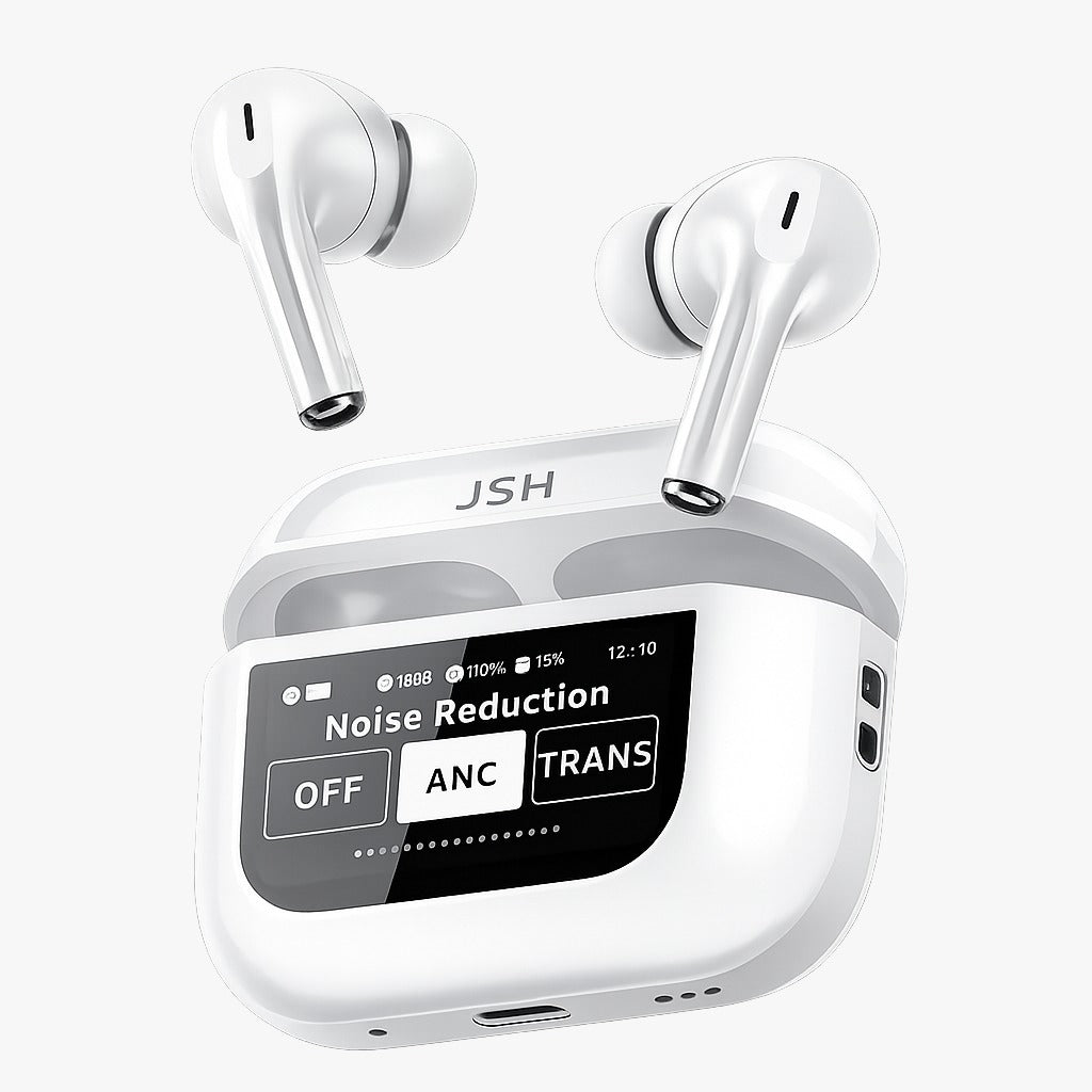 JSH Screen TWS Bluetooth Earbuds with 32 db ANC + ENC and On Case Display
