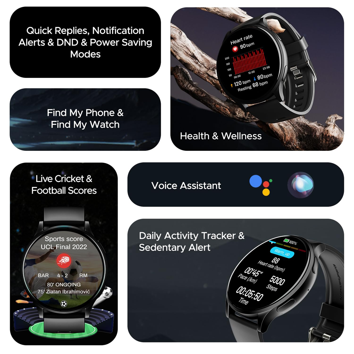 boAt Lunar Orb w/ 1.45" (3.6 cm) AMOLED Display, BT Calling, DIY Watch Face Studio, Coins, Crest App Health Ecosystem, Live Cricket & Football Scores, IP67, Smart Watch for Men & Women(Active Black)