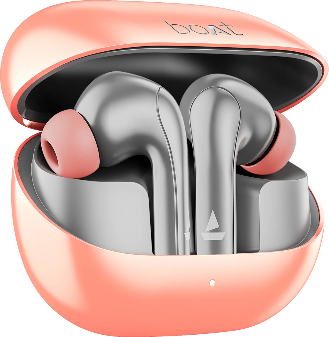 BOAT  Airdopes 155 w/ 40 hrs Playtime,In-Ear Detection,Quad Mics ENx Tech,ASAP Charge Bluetooth Headset (Hot Rouge, True Wireless)