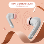 BOAT  Airdopes 155 w/ 40 hrs Playtime,In-Ear Detection,Quad Mics ENx Tech,ASAP Charge Bluetooth Headset (Hot Rouge, True Wireless)