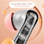 BOAT  Airdopes 155 w/ 40 hrs Playtime,In-Ear Detection,Quad Mics ENx Tech,ASAP Charge Bluetooth Headset (Hot Rouge, True Wireless)