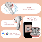 BOAT  Airdopes 155 w/ 40 hrs Playtime,In-Ear Detection,Quad Mics ENx Tech,ASAP Charge Bluetooth Headset (Hot Rouge, True Wireless)